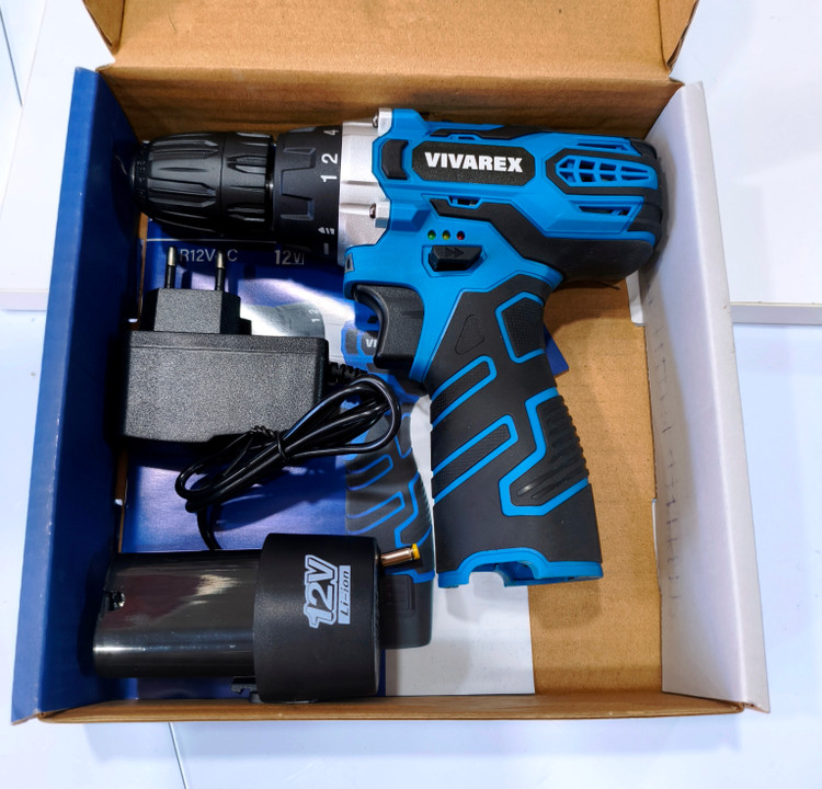 دریل پیچ گوشتی شارژی ۱۲ ولت ویوارکس مدل VR12V-1C به همراه باتری و شارژر