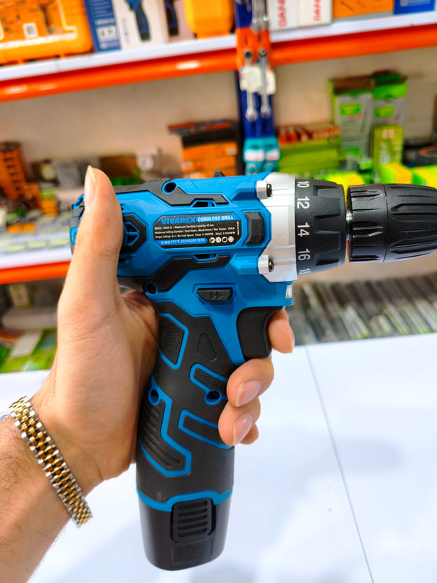 دریل پیچ گوشتی شارژی ۱۲ ولت ویوارکس مدل VR12V-1C به همراه باتری و شارژر