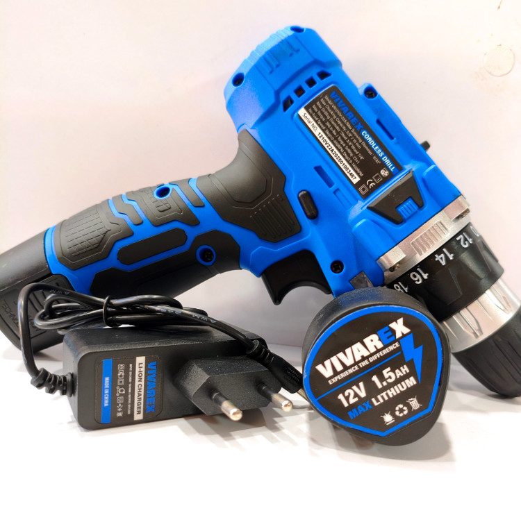 دریل پیچ گوشتی شارژی ۱۲ ولت ویوارکس مدل VR1210V-22A (به همراه ۲ باتری، کیف BMC و ۲۵ پارچه لوازم)