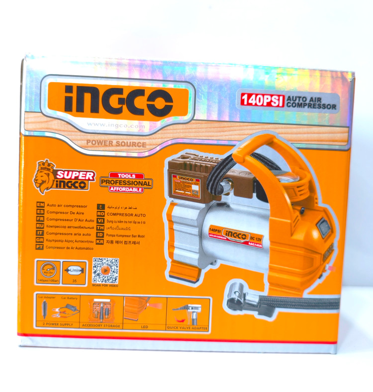 کمپرسور باد فندکی خودرو INGCO مدل AAC1408 - ۱۴۰ PSI