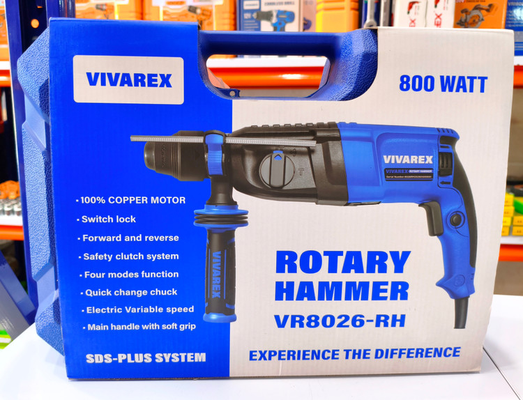 دریل بتن کن VIVAREX مدل VR8026-RH توان 800 وات SDS-Plus با 2.8 ژول