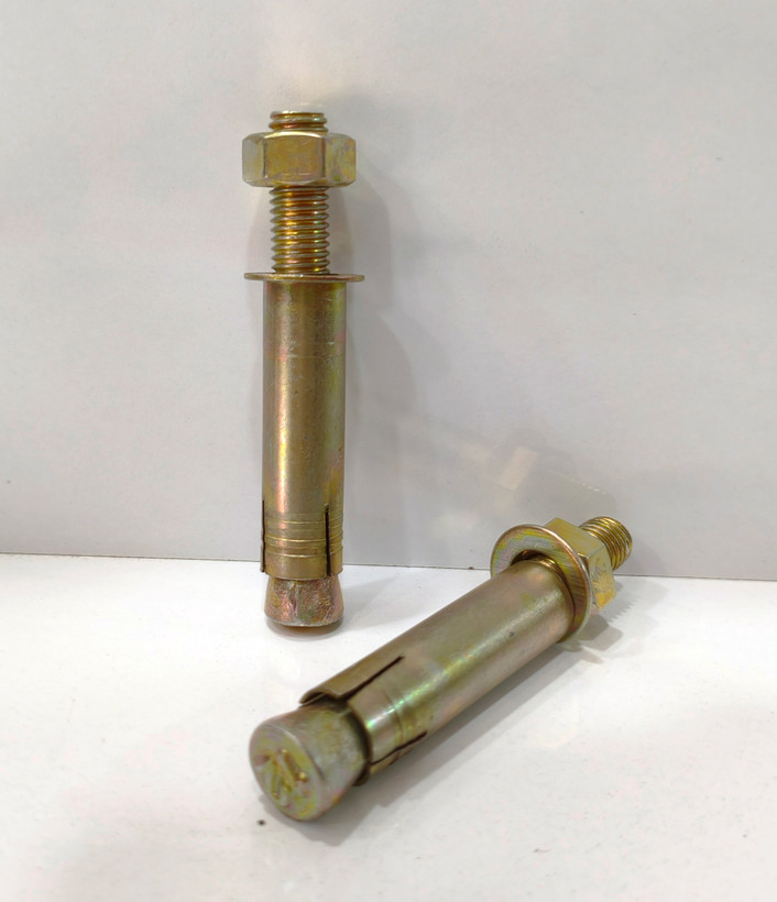 رول بولت غلافی سایز ۱۰۰×۱۲ گالوانیزه زرد (M12×100)